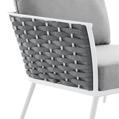 Stance White/Gray Outdoor Patio Aluminum Small Sectional Sofa - Ornate Home