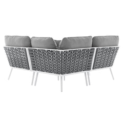 Stance White/Gray Outdoor Patio Aluminum Small Sectional Sofa - Ornate Home