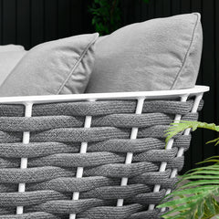 Stance White/Gray Outdoor Patio Aluminum Small Sectional Sofa - Ornate Home