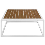 Stance White/Natural Outdoor Patio Aluminum Coffee Table - Ornate Home