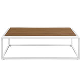 Stance White/Natural Outdoor Patio Aluminum Coffee Table - Ornate Home