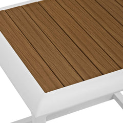 Stance White/Natural Outdoor Patio Aluminum Side Table - Ornate Home