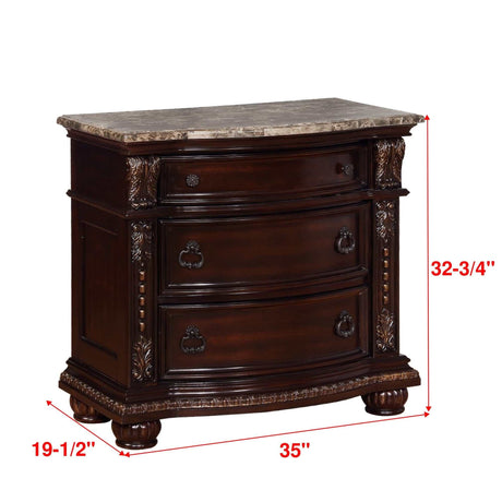 Stanley Cherry Brown Nightstand w/ Marble Top - Ornate Home