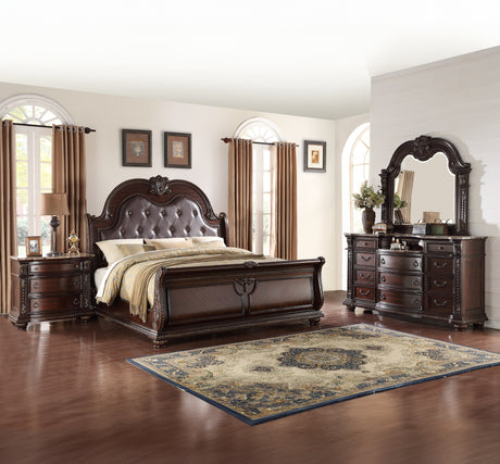 Stanley Cherry Brown Sleigh Bedroom Set - Ornate Home
