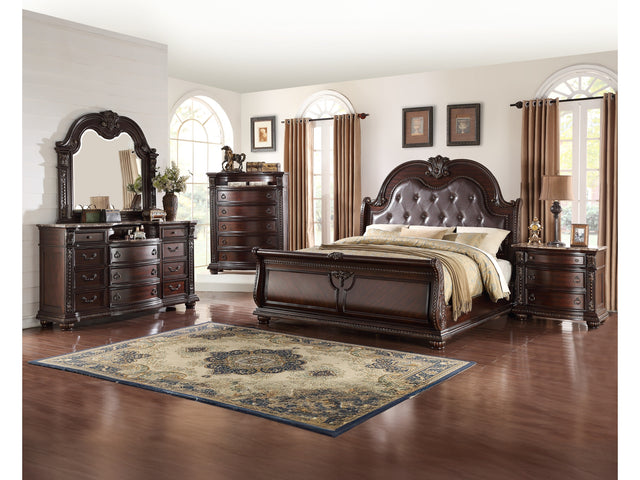 Stanley Cherry Brown Sleigh Bedroom Set - Ornate Home