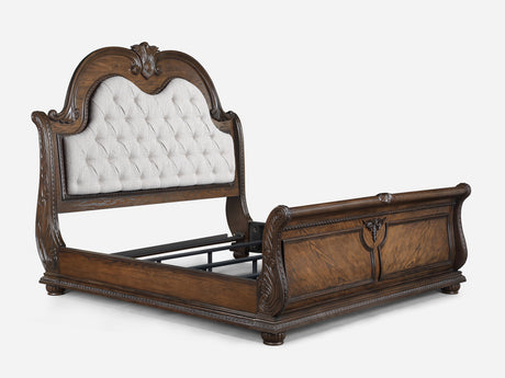 Stanley Coffee Brown King Upholstered Sleigh Bed - Ornate Home