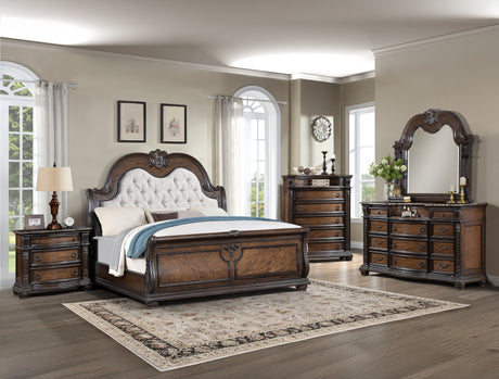 Stanley Coffee Brown King Upholstered Sleigh Bed - Ornate Home