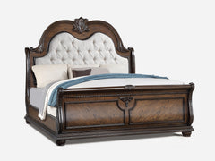 Stanley Coffee Brown King Upholstered Sleigh Bed - Ornate Home