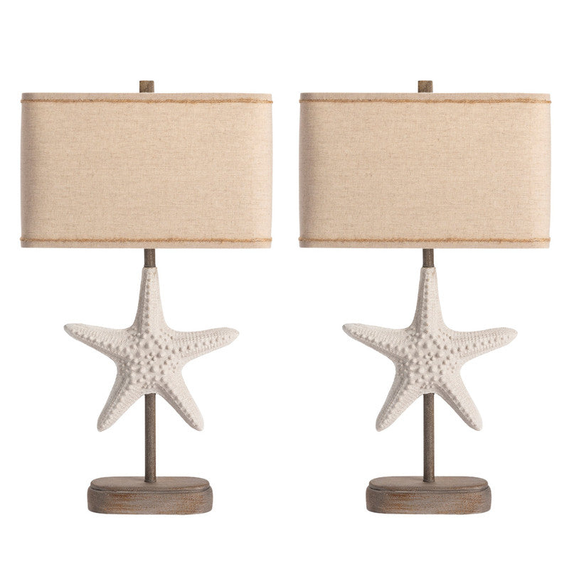 Starfish White/Brown Table Lamp (Set of 2) - Ornate Home