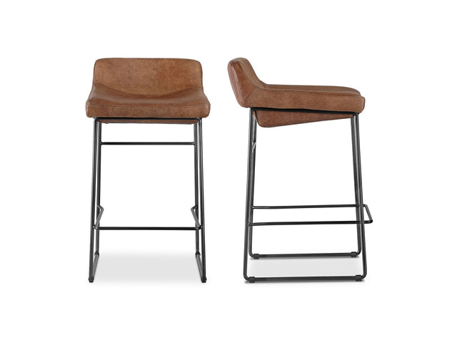 Starlet Brown Leather Counter Stool (Set of 2) - Ornate Home