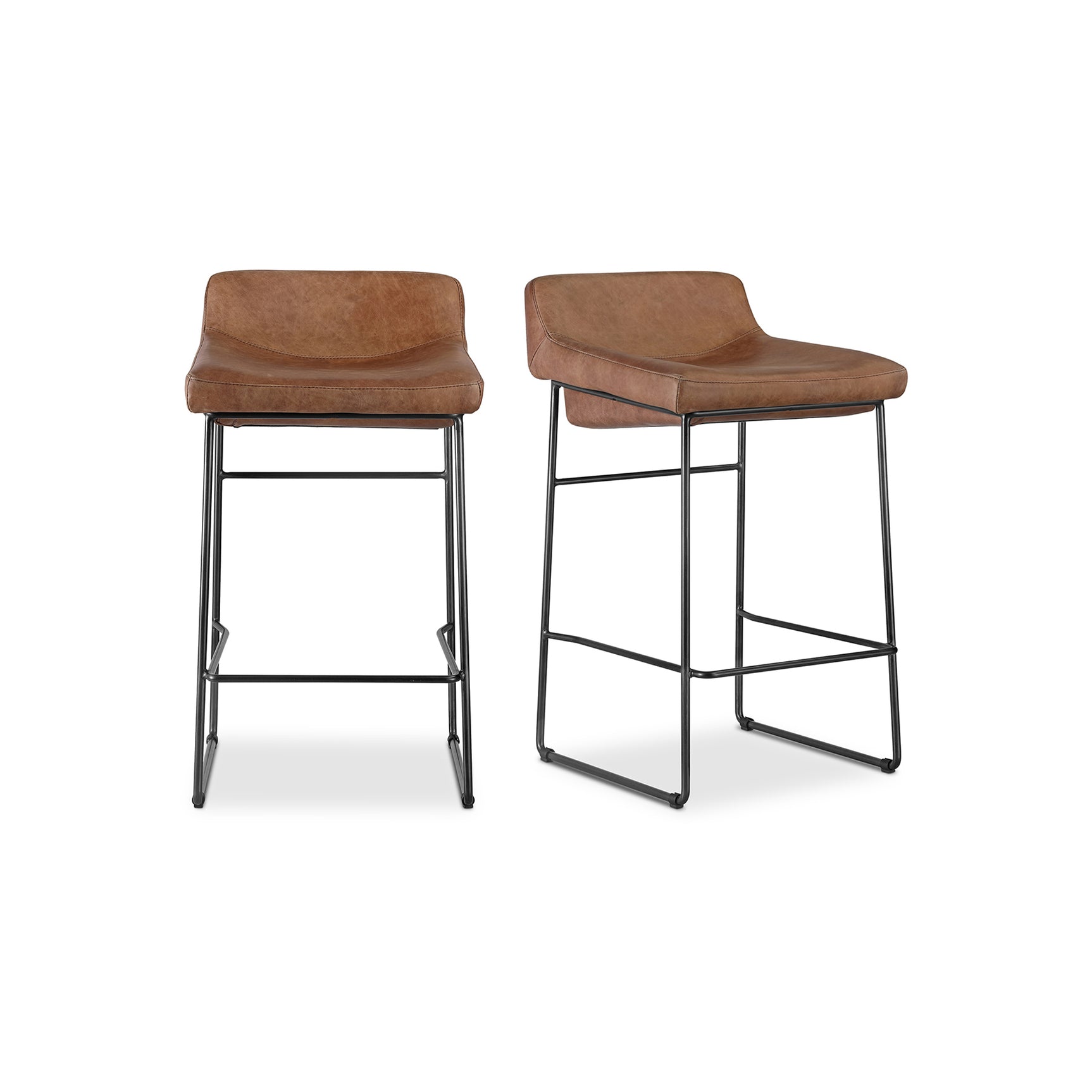 Starlet Brown Leather Counter Stool (Set of 2) - Ornate Home