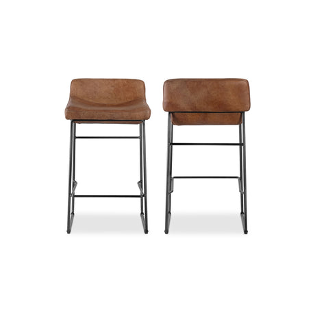 Starlet Brown Leather Counter Stool (Set of 2) - Ornate Home