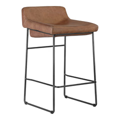 Starlet Brown Leather Counter Stool (Set of 2) - Ornate Home