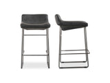 Starlet Onyx Black Leather Counter Stool (Set of 2) - Ornate Home