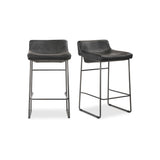 Starlet Onyx Black Leather Counter Stool (Set of 2) - Ornate Home