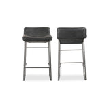 Starlet Onyx Black Leather Counter Stool (Set of 2) - Ornate Home