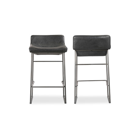 Starlet Onyx Black Leather Counter Stool (Set of 2) - Ornate Home