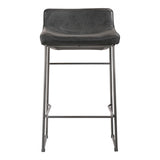Starlet Onyx Black Leather Counter Stool (Set of 2) - Ornate Home