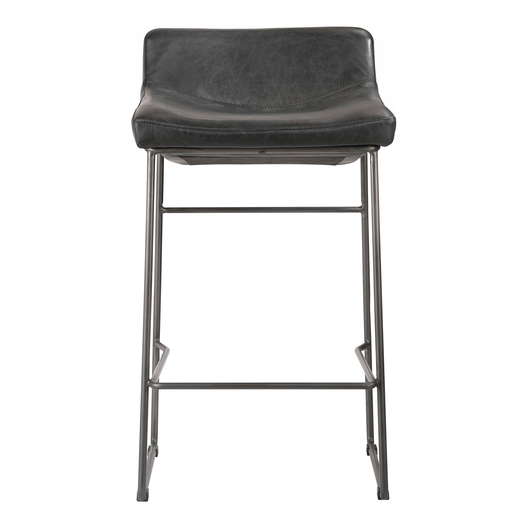 Starlet Onyx Black Leather Counter Stool (Set of 2) - Ornate Home