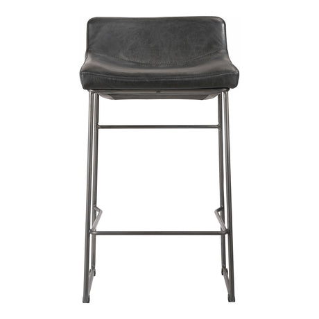 Starlet Onyx Black Leather Counter Stool (Set of 2) - Ornate Home