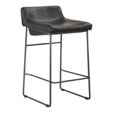Starlet Onyx Black Leather Counter Stool (Set of 2) - Ornate Home