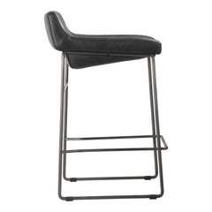 Starlet Onyx Black Leather Counter Stool (Set of 2) - Ornate Home