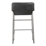 Starlet Onyx Black Leather Counter Stool (Set of 2) - Ornate Home