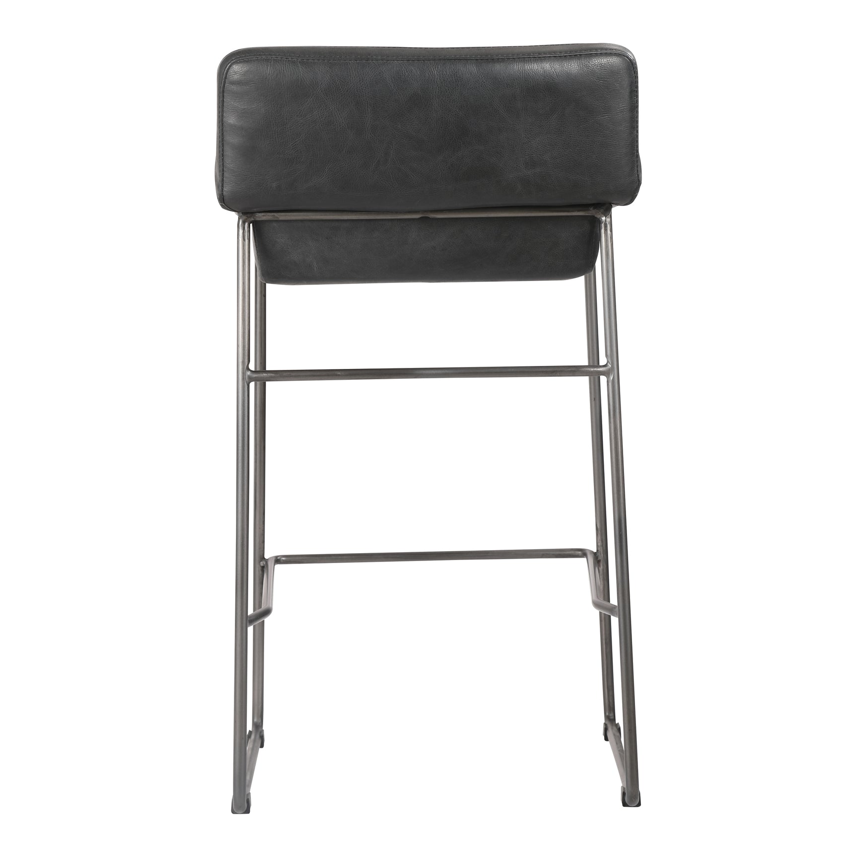 Starlet Onyx Black Leather Counter Stool (Set of 2) - Ornate Home