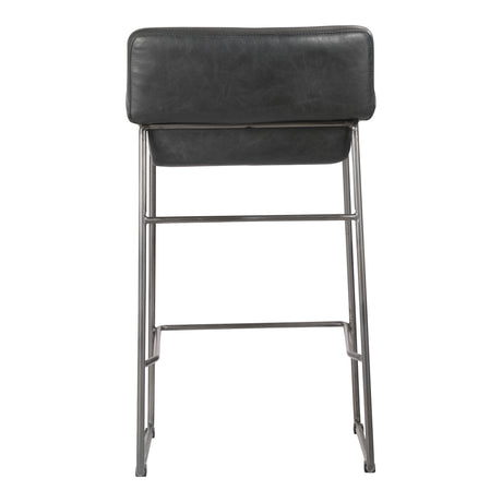 Starlet Onyx Black Leather Counter Stool (Set of 2) - Ornate Home