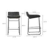 Starlet Onyx Black Leather Counter Stool (Set of 2) - Ornate Home