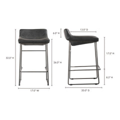 Starlet Onyx Black Leather Counter Stool (Set of 2) - Ornate Home