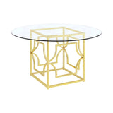 Starlight Brass Square & Round Glass Top Dining Table - Ornate Home