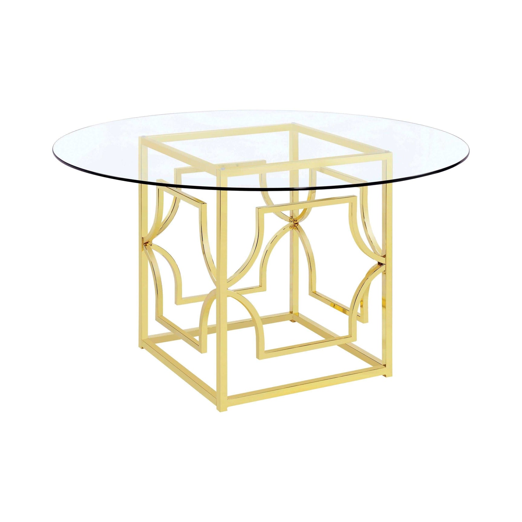 Starlight Brass Square & Round Glass Top Dining Table - Ornate Home