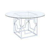 Starlight Chrome Square & Round Glass Top Dining Table - Ornate Home