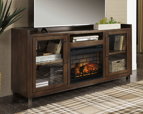 Starmore Black 70" TV Stand w/ Electric Fireplace - Ornate Home