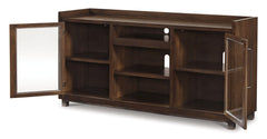 Starmore Black 70" TV Stand w/ Electric Fireplace - Ornate Home
