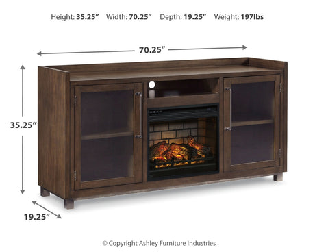 Starmore Black 70" TV Stand w/ Electric Fireplace - Ornate Home