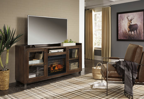 Starmore Black 70" TV Stand w/ Electric Fireplace - Ornate Home