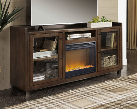 Starmore Black 70" TV Stand with Electric Fireplace - Ornate Home