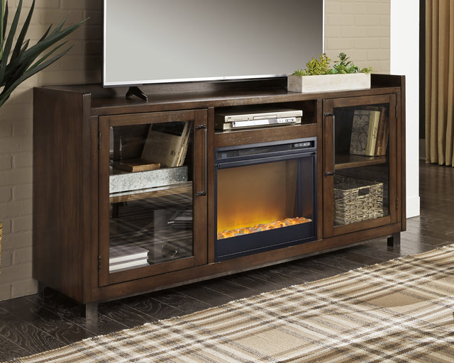 Starmore Black 70" TV Stand with Electric Fireplace - Ornate Home