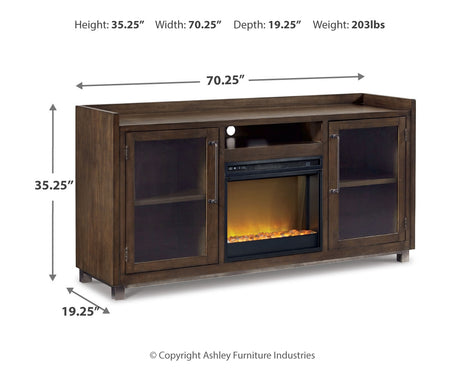 Starmore Black 70" TV Stand with Electric Fireplace - Ornate Home