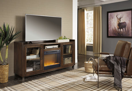 Starmore Black 70" TV Stand with Electric Fireplace - Ornate Home
