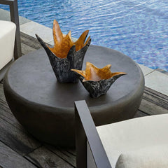 Starpetal Black/Woodtone Indoor-Outdoor Wooden Bowls (Set of 2) - Ornate Home