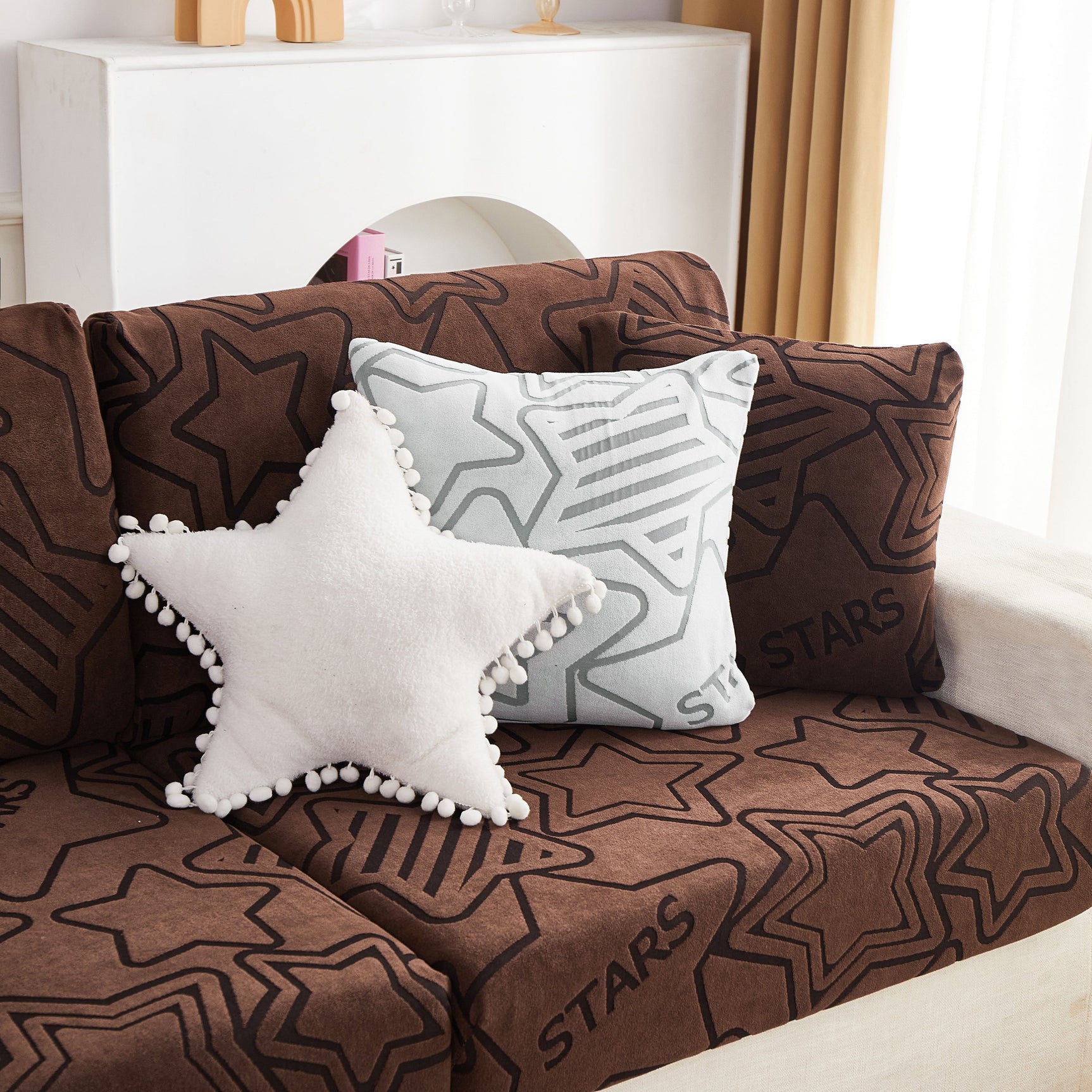 Starry Sky Jacquard Fleece Stretchable Non-Slip Cushion Covers Furniture Covers for L-Shaped Couch - Ornate Home