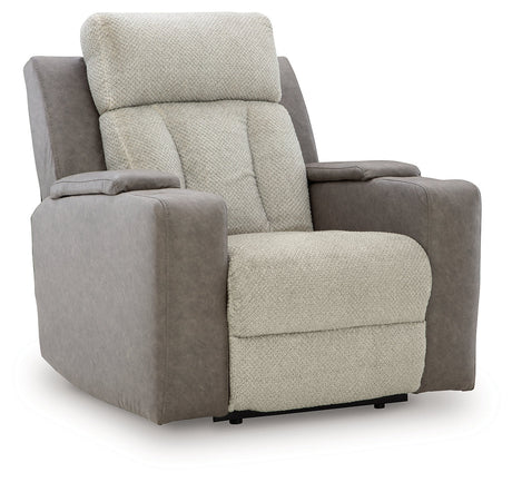 Stately Check Sisal-Dual Power Recliner - Ornate Home