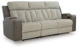 Stately Check Sisal-Dual Power Reclining Sofa - Ornate Home