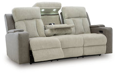 Stately Check Sisal-Dual Power Reclining Sofa - Ornate Home