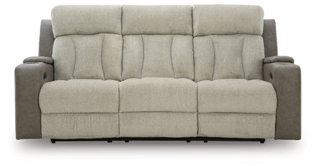 Stately Check Sisal-Dual Power Reclining Sofa - Ornate Home