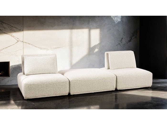 Stavanger Beige 2-Seater w/Square Ottoman - Ornate Home