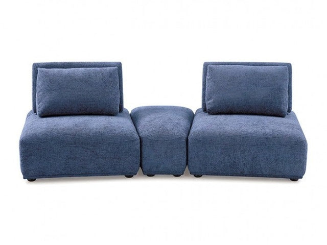 Stavanger Blue 2-Seater w/Ottoman - Ornate Home